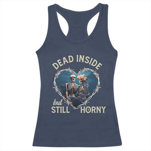 Dead Inside But Still Horny Skeleton Couple Valentine's Day Racerback Tank Top TS09 Navy Print Your Wear