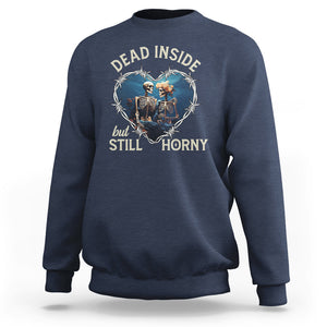 Dead Inside But Still Horny Skeleton Couple Valentine's Day Sweatshirt TS09 Navy Printyourwear