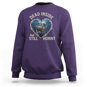 Dead Inside But Still Horny Skeleton Couple Valentine's Day Sweatshirt TS09 Purple Printyourwear