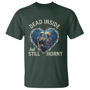 Dead Inside But Still Horny Skeleton Couple Valentine's Day T Shirt TS09 Dark Forest Green Printyourwear