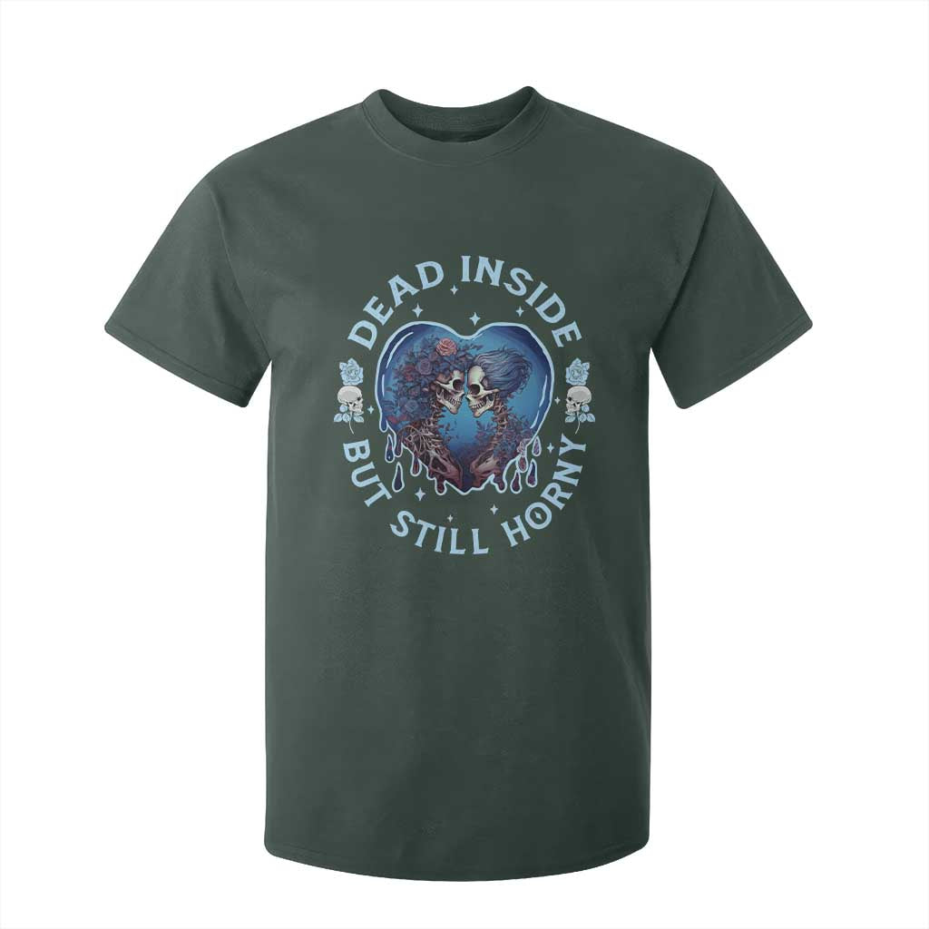 Lesbian Skeleton Couple Valentine's Day T Shirt For Kid Dead Inside But Still Horny TS09 Dark Forest Green Print Your Wear