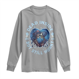 Lesbian Skeleton Couple Valentine's Day Long Sleeve Shirt Dead Inside But Still Horny TS09 Sport Gray Print Your Wear