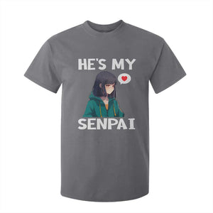 Valentine's Day Couple Matching T Shirt For Kid He's My Senpai Funny Anime Girlfriend TS09 Charcoal Print Your Wear