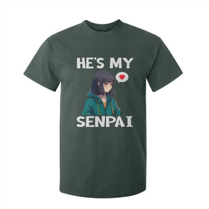 Valentine's Day Couple Matching T Shirt For Kid He's My Senpai Funny Anime Girlfriend TS09 Dark Forest Green Print Your Wear