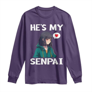 Valentine's Day Couple Matching Long Sleeve Shirt He's My Senpai Funny Anime Girlfriend TS09 Purple Print Your Wear