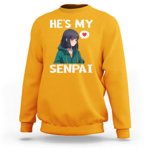 Valentine's Day Couple Matching Sweatshirt He's My Senpai Funny Anime Girlfriend TS09 Gold Printyourwear