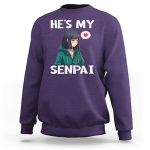 Valentine's Day Couple Matching Sweatshirt He's My Senpai Funny Anime Girlfriend TS09 Purple Printyourwear