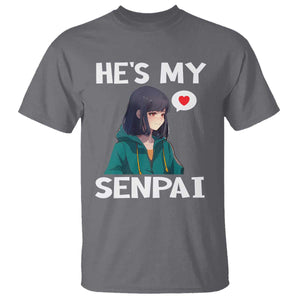 Valentine's Day Couple Matching T Shirt He's My Senpai Funny Anime Girlfriend TS09 Charcoal Print Your Wear