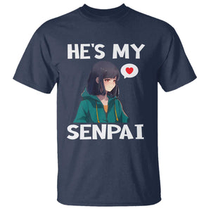 Valentine's Day Couple Matching T Shirt He's My Senpai Funny Anime Girlfriend TS09 Navy Print Your Wear