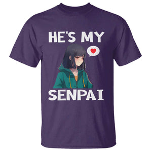 Valentine's Day Couple Matching T Shirt He's My Senpai Funny Anime Girlfriend TS09 Purple Print Your Wear