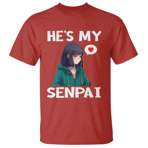 Valentine's Day Couple Matching T Shirt He's My Senpai Funny Anime Girlfriend TS09 Red Print Your Wear