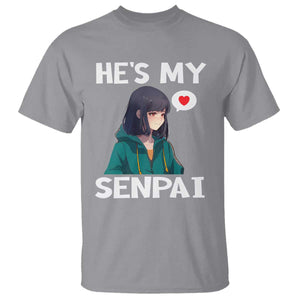 Valentine's Day Couple Matching T Shirt He's My Senpai Funny Anime Girlfriend TS09 Sport Gray Print Your Wear