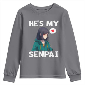 Valentine's Day Couple Matching Youth Sweatshirt He's My Senpai Funny Anime Girlfriend TS09 Charcoal Print Your Wear