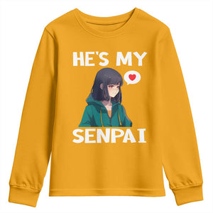 Valentine's Day Couple Matching Youth Sweatshirt He's My Senpai Funny Anime Girlfriend TS09 Gold Print Your Wear