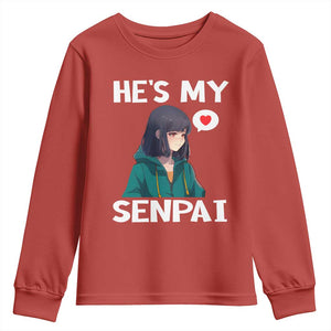 Valentine's Day Couple Matching Youth Sweatshirt He's My Senpai Funny Anime Girlfriend TS09 Red Print Your Wear