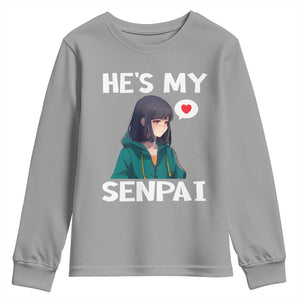 Valentine's Day Couple Matching Youth Sweatshirt He's My Senpai Funny Anime Girlfriend TS09 Sport Gray Print Your Wear