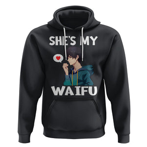 Valentine's Day Couple Matching Hoodie She's My Waifu Funny Anime Boyfriend TS09 Black Printyourwear