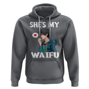 Valentine's Day Couple Matching Hoodie She's My Waifu Funny Anime Boyfriend TS09 Charcoal Printyourwear