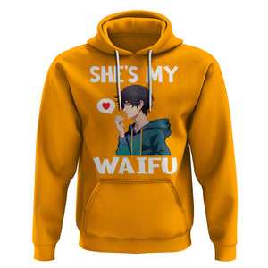 Valentine's Day Couple Matching Hoodie She's My Waifu Funny Anime Boyfriend TS09 Gold Printyourwear