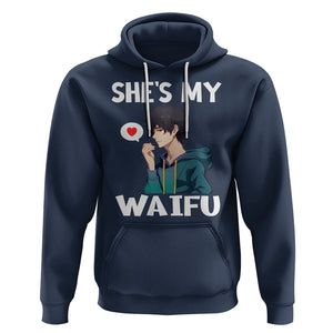 Valentine's Day Couple Matching Hoodie She's My Waifu Funny Anime Boyfriend TS09 Navy Printyourwear