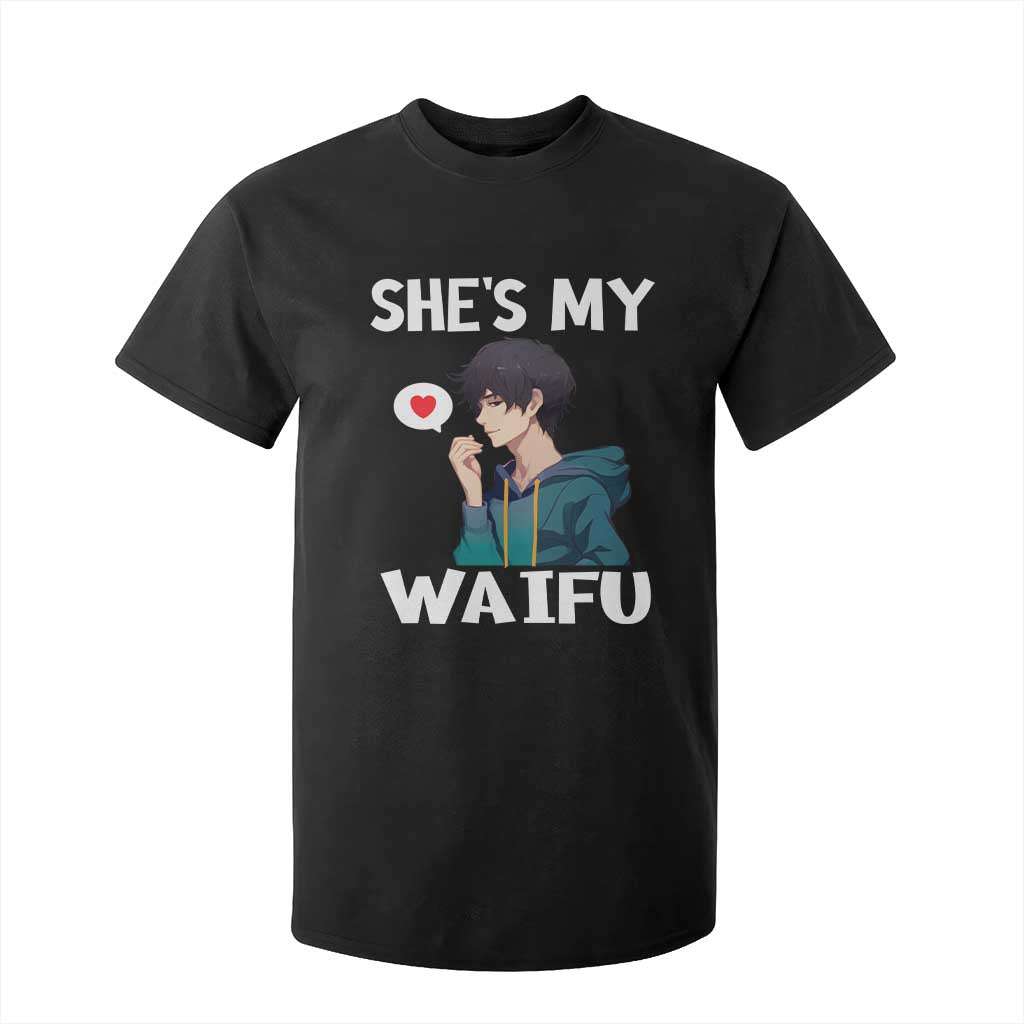 Valentine's Day Couple Matching T Shirt For Kid She's My Waifu Funny Anime Boyfriend TS09 Black Print Your Wear