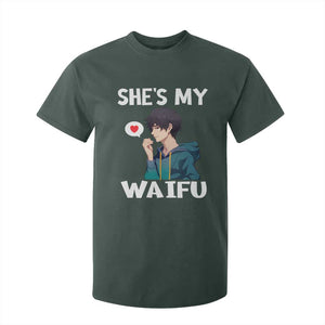 Valentine's Day Couple Matching T Shirt For Kid She's My Waifu Funny Anime Boyfriend TS09 Dark Forest Green Print Your Wear