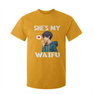 Valentine's Day Couple Matching T Shirt For Kid She's My Waifu Funny Anime Boyfriend TS09 Gold Print Your Wear