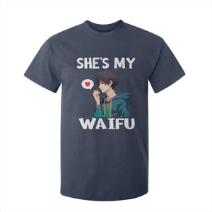 Valentine's Day Couple Matching T Shirt For Kid She's My Waifu Funny Anime Boyfriend TS09 Navy Print Your Wear