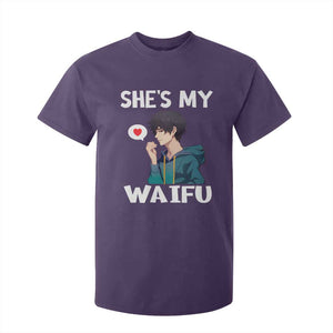 Valentine's Day Couple Matching T Shirt For Kid She's My Waifu Funny Anime Boyfriend TS09 Purple Print Your Wear