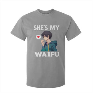 Valentine's Day Couple Matching T Shirt For Kid She's My Waifu Funny Anime Boyfriend TS09 Sport Gray Print Your Wear