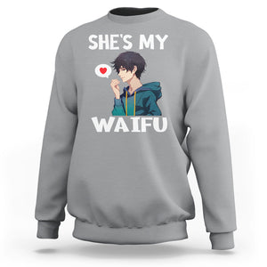 Valentine's Day Couple Matching Sweatshirt She's My Waifu Funny Anime Boyfriend TS09 Sport Gray Printyourwear