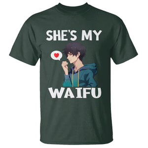 Valentine's Day Couple Matching T Shirt She's My Waifu Funny Anime Boyfriend TS09 Dark Forest Green Printyourwear