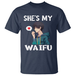 Valentine's Day Couple Matching T Shirt She's My Waifu Funny Anime Boyfriend TS09 Navy Printyourwear