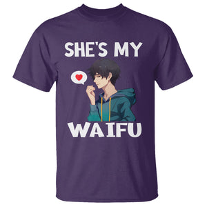 Valentine's Day Couple Matching T Shirt She's My Waifu Funny Anime Boyfriend TS09 Purple Printyourwear