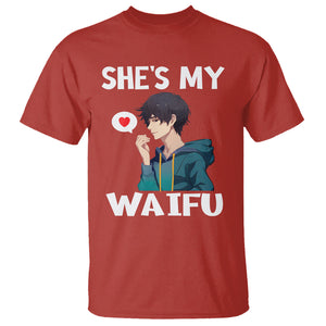 Valentine's Day Couple Matching T Shirt She's My Waifu Funny Anime Boyfriend TS09 Red Printyourwear