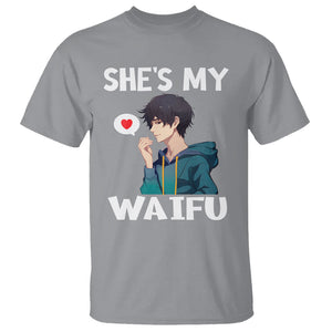 Valentine's Day Couple Matching T Shirt She's My Waifu Funny Anime Boyfriend TS09 Sport Gray Printyourwear