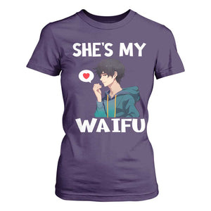 Valentine's Day Couple Matching T Shirt For Women She's My Waifu Funny Anime Boyfriend TS09 Purple Print Your Wear