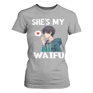 Valentine's Day Couple Matching T Shirt For Women She's My Waifu Funny Anime Boyfriend TS09 Sport Gray Print Your Wear