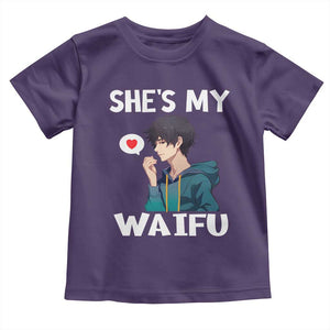 Valentine's Day Couple Matching Toddler T Shirt She's My Waifu Funny Anime Boyfriend TS09 Purple Print Your Wear