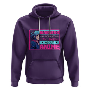 Warning May Spontaneously Start Talking About Anime Hoodie TS09 Purple Printyourwear