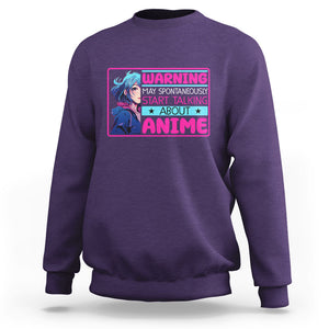 Warning May Spontaneously Start Talking About Anime Sweatshirt TS09 Purple Printyourwear