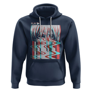 Sad Anime Girl Hoodie Vaporwave Aesthetic Japanese Otaku TS09 Navy Printyourwear