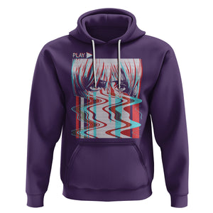 Sad Anime Girl Hoodie Vaporwave Aesthetic Japanese Otaku TS09 Purple Printyourwear