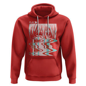 Sad Anime Girl Hoodie Vaporwave Aesthetic Japanese Otaku TS09 Red Printyourwear