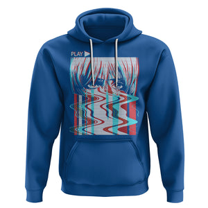 Sad Anime Girl Hoodie Vaporwave Aesthetic Japanese Otaku TS09 Royal Blue Printyourwear