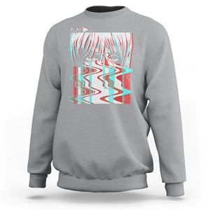 Sad Anime Girl Sweatshirt Vaporwave Aesthetic Japanese Otaku TS09 Sport Gray Printyourwear