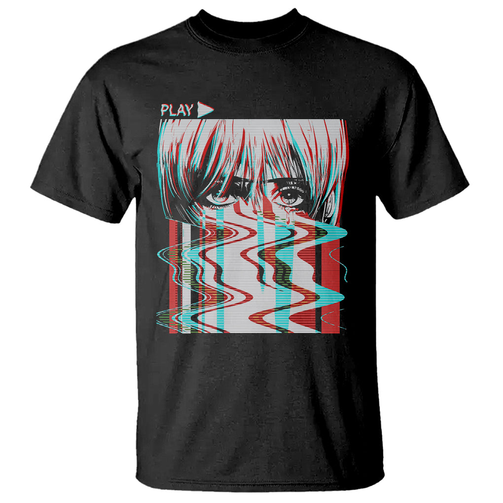 Sad Anime Girl T Shirt Vaporwave Aesthetic Japanese Otaku TS09 Black Printyourwear