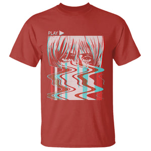 Sad Anime Girl T Shirt Vaporwave Aesthetic Japanese Otaku TS09 Red Printyourwear