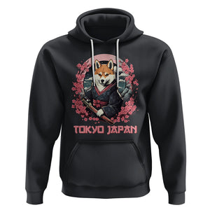 Shiba Inu Hoodie Tokyo Japan Aesthetic Sakura Japanese Cherry Blossoms TS09 Black Printyourwear