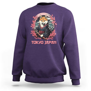 Shiba Inu Sweatshirt Tokyo Japan Aesthetic Sakura Japanese Cherry Blossoms TS09 Purple Printyourwear